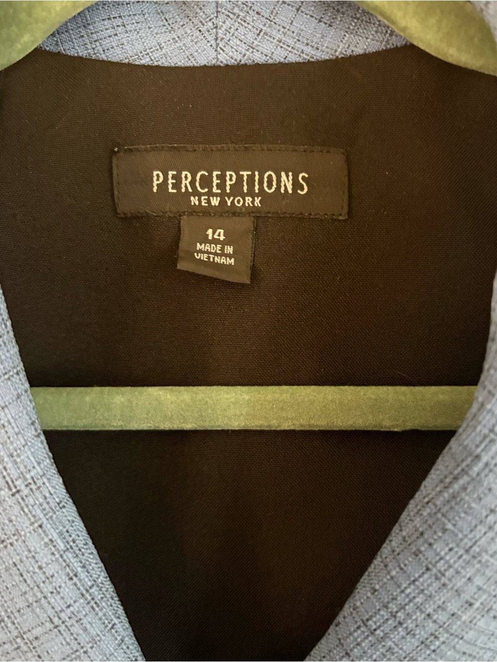 Perceptions Short-Sleeve Blue Textured Button Blazer - Picture 3 of 3